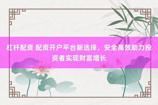 杠杆配资 配资开户平台新选择，安全高效助力投资者实现财富增长